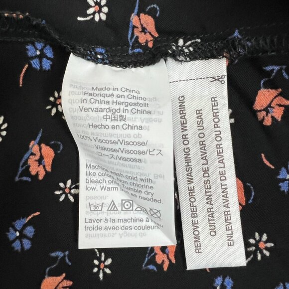 Madewell Midi Dress Womens 12 Black Floral Tie Back Slip Prairie Posies Sundress - Picture 12 of 13